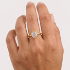 Oval Cut Bezel Set Engagement Ring WIth Model FInger