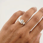 Cluster Moissanite Engagement Ring Emerald and Marquise Cut Ring With Model FInger