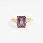 Emerald Cut Pink Tourmaline Gold Plated Ring
