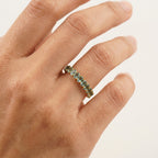 Oval Cut Aquamarine Stacking Wedding Band Solid Gold With Model Finger