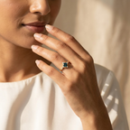 Round London Blue Topaz Vintage November Birthstone Ring With Model