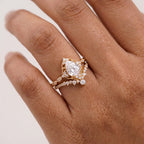 Pear Moissanite Bridal Engagement Ring With Model Finger