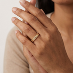 Moissanite Leaf Wedding Band WIth Model Finger