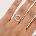 Double Curved Enhancer Moissanite Rose Gold Wedding Band Ring With Model Finger