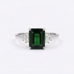 Green Emerald Gemstone Silver Engagement Ring