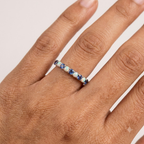 Opal and Alexandrite Ring Sterling Silver, Dainty Gemstone Band