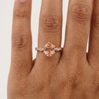 Oval Cut Morganite 2.5ct Engagement Rings For Women WIth Model Finger