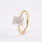 Emerald Cut Moissanite Diamond Solitaire Engagement Gold Ring
