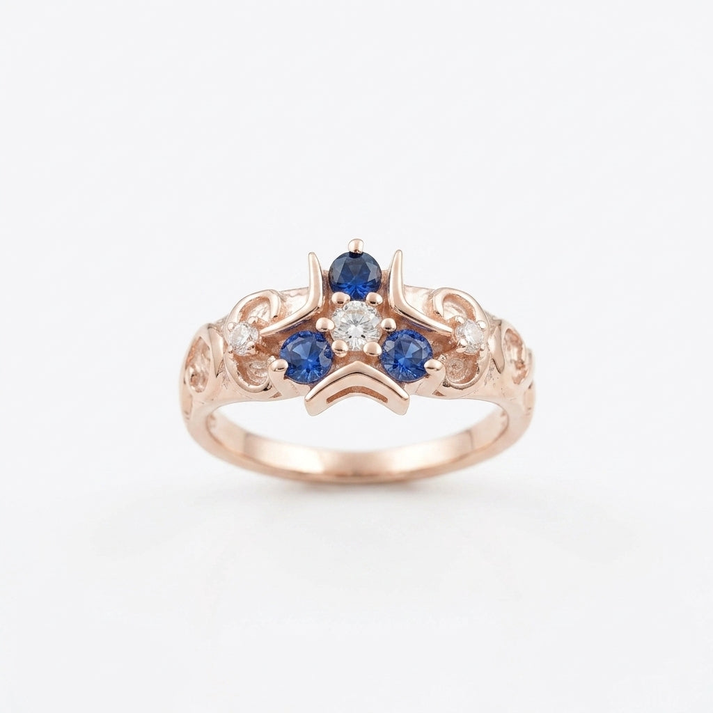 Triforce Zora's Sapphire Spiritual Stone Legend of Zelda Rose Gold  Ring
