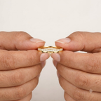 14K Gold Moissanite Half Eternity Band With Model Hand