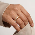 Heart Shaped Moissanite Bezel Set Stacking Wedding Band With Model Finger