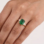 Emerald CZ Diamond Gold Engagement Ring