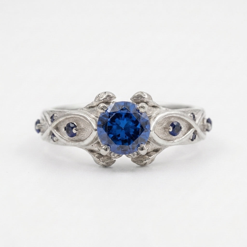 Zora Sapphire Spiritual Stone Silver Engagement Ring