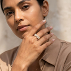 Vintage Fire Opal Engagement Ring With Model
