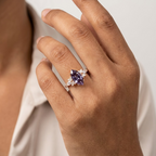Vintage Marquise Cut Alexandrite Engagement Ring With Model Finger