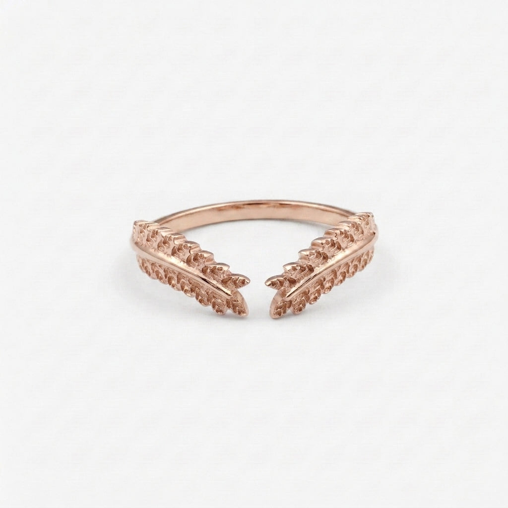 Vintage Leaf Open Wedding Band Rose Gold