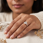 Vintage Marquise Cut Moissanite Engagement Ring With Model