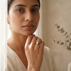 Double Stone Moss Agate And Moonstone Toi Et Moi Engagement Ring With Model