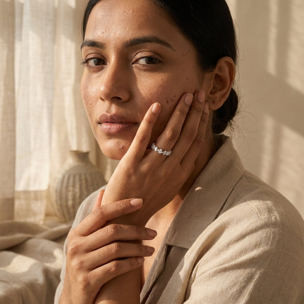 Marquise cut Moissanite Full eternity wedding band With Model