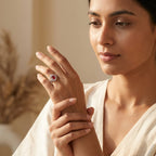 Pear Ruby Cluster Ring with Moissanite Enhancer wedding band With Model