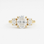Three Stone Oval Moissanite Ring Gold Engagement Ring