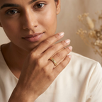 Moissanite Leaf Wedding Band With Model