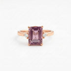 Emerald Cut Pink Tourmaline Rose Gold Ring 