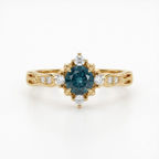 Round London Blue Topaz Vintage November Birthstone Gold Ring