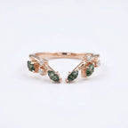 Natural Moss Agate Open Rose Gold Wedding Band