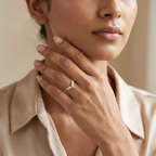 Floral Moissanite Wedding Band With Model