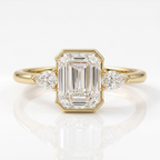 Emerald Cut Moissanite Engagement Gold Ring
