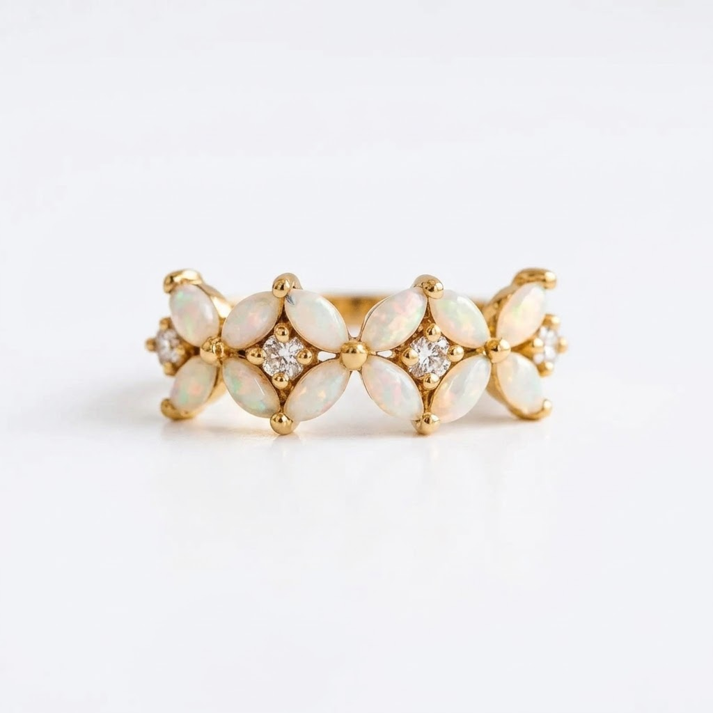 Vintage Fire Opal Gold Engagement Ring