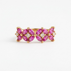 Vintage Pink Sapphire Marquise Cluster Gold Engagement Ring