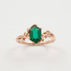 Emerald Hexagon Engagement Rose Gold Ring
