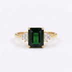 Green Emerald Gemstone Gold Engagement Ring