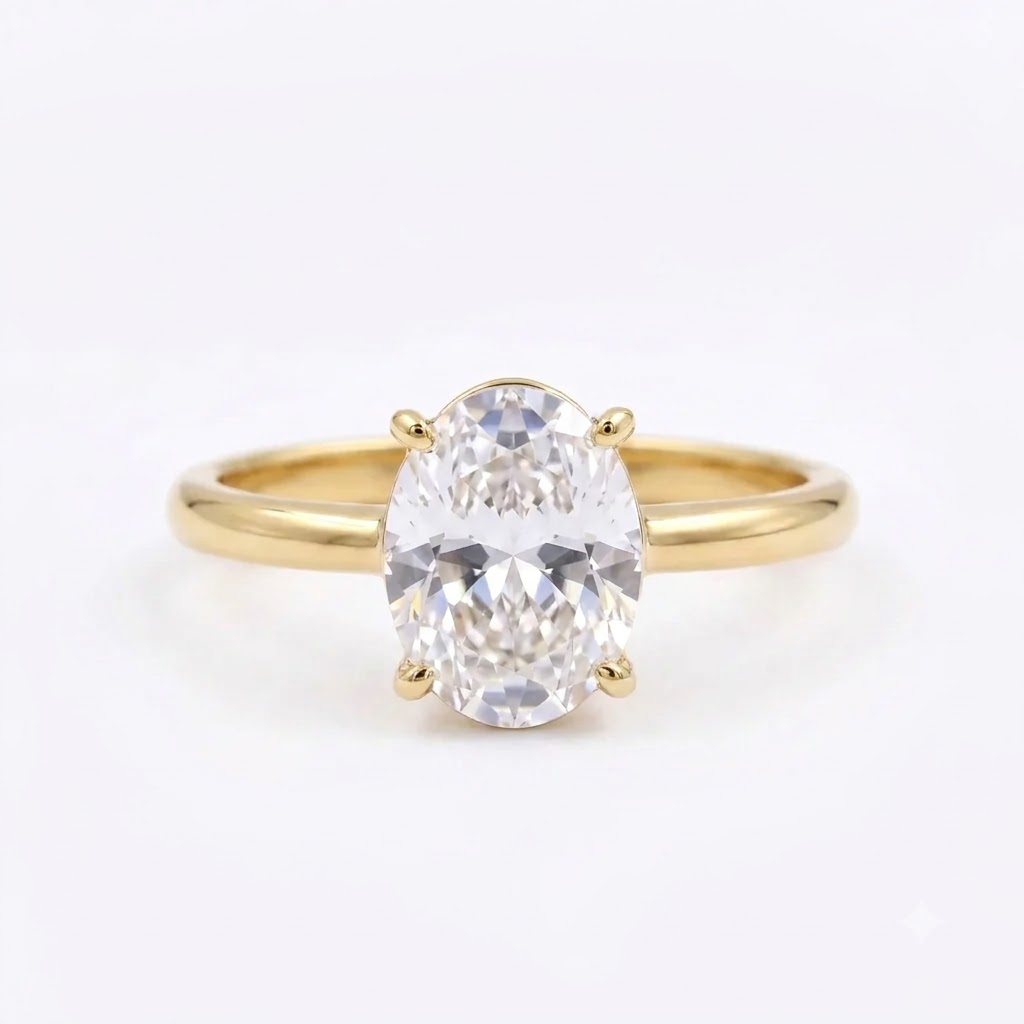 Oval Moissanite Engagement Gold Rings