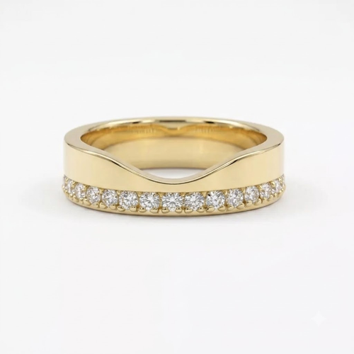 14K Gold Moissanite Cigar Wedding Band