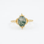 Vintage Oval Moss Agate  Gold Engagement Ring