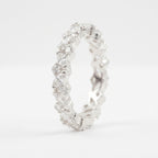 Marquise cut Moissanite Full eternity wedding Silver band