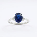 Oval Cut Blue Sapphire Sterling Silver Engagement Ring