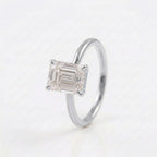 Emerald Cut Moissanite Diamond Solitaire Engagement Silver Ring