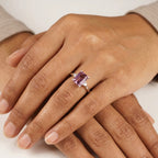 Emerald Cut Pink Tourmaline Ring Wear in hands