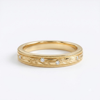 Moissanite Leaf Gold Wedding Band