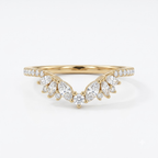 Floral Moissanite Gold Wedding Band