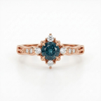Round London Blue Topaz Vintage November Birthstone Rose Gold Ring