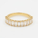Baguette Cut Moissanite Gold Wedding Band Half Eternity Band