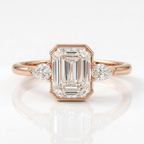 Emerald Cut Moissanite Engagement Rose Gold Ring