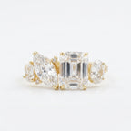 Cluster Moissanite Engagement Ring Emerald and Marquise Cut Ring