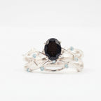 Oval Blue Sandstone Silver Engagement Ring Women