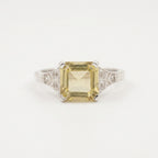 Yellow Moissanite Asscher Cut Silver Engagement Ring